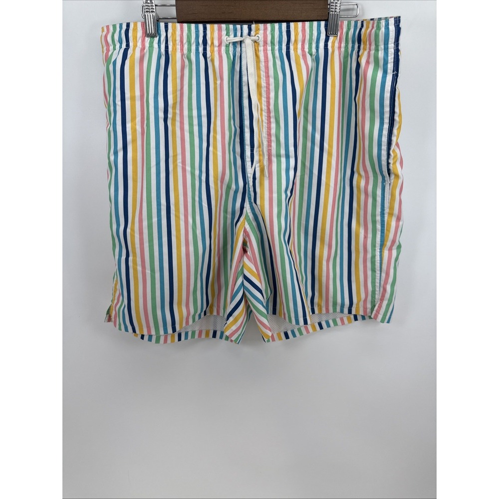 Old Navy Mens Swim Trunks XL Multi Stripe Drawstring Mesh Lined Swimwear